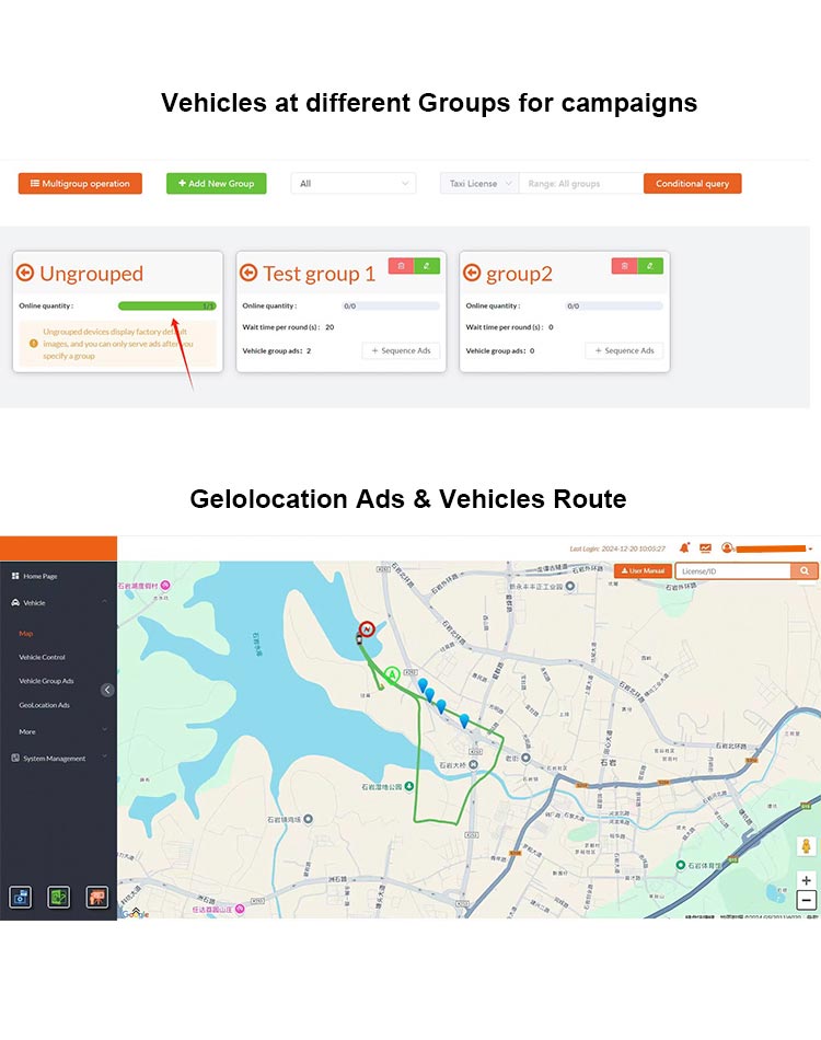 Geolocation Ads on digital bus advertising screen