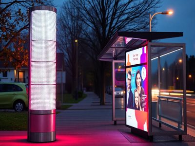 bus shelter led totem screen